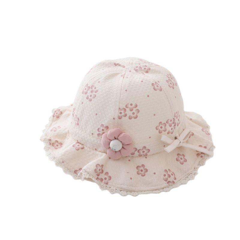 Babyhut Frühling und Herbst Dünner Baby Mädchen Modischer Sonnenhut Baby Verstellbarer Sommer Fischerhut Beckenhut