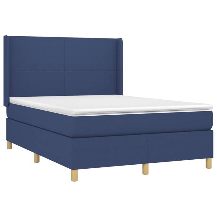 Maison Exclusive - Sommier à lattes de lit matelas et LED Bleu 140x200 cm Tissu