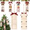 Festive Tree Ornament for Photos Christmas Wooden Photo Frame Ornament, DIY Hanging Picture Holder with Reusable Holiday Ribbon Bow, Decor, Party
