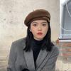 Lettle label Winter Beret temperament sweet solid color tweed painter hat