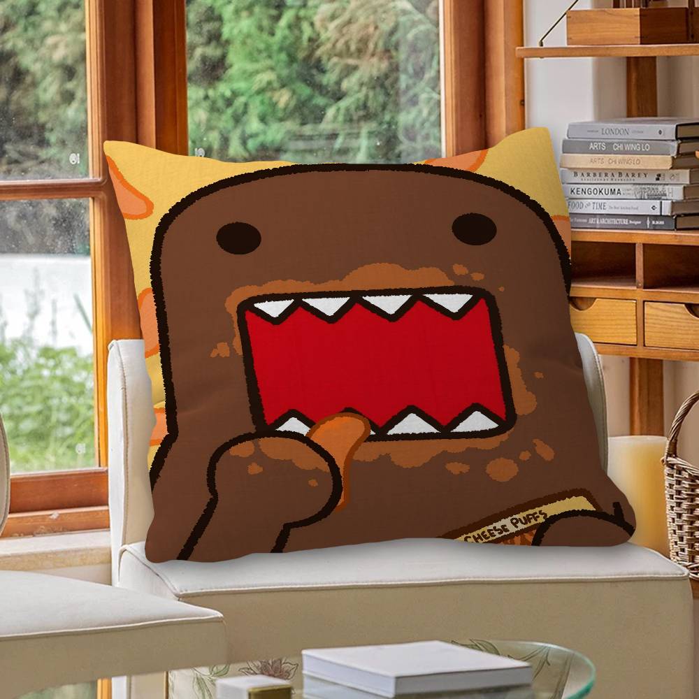 Cute Domo-Kun Maple Design Cushion Cover Happy Autumn Harvest Decor Holiday Decorati Pillow Cover