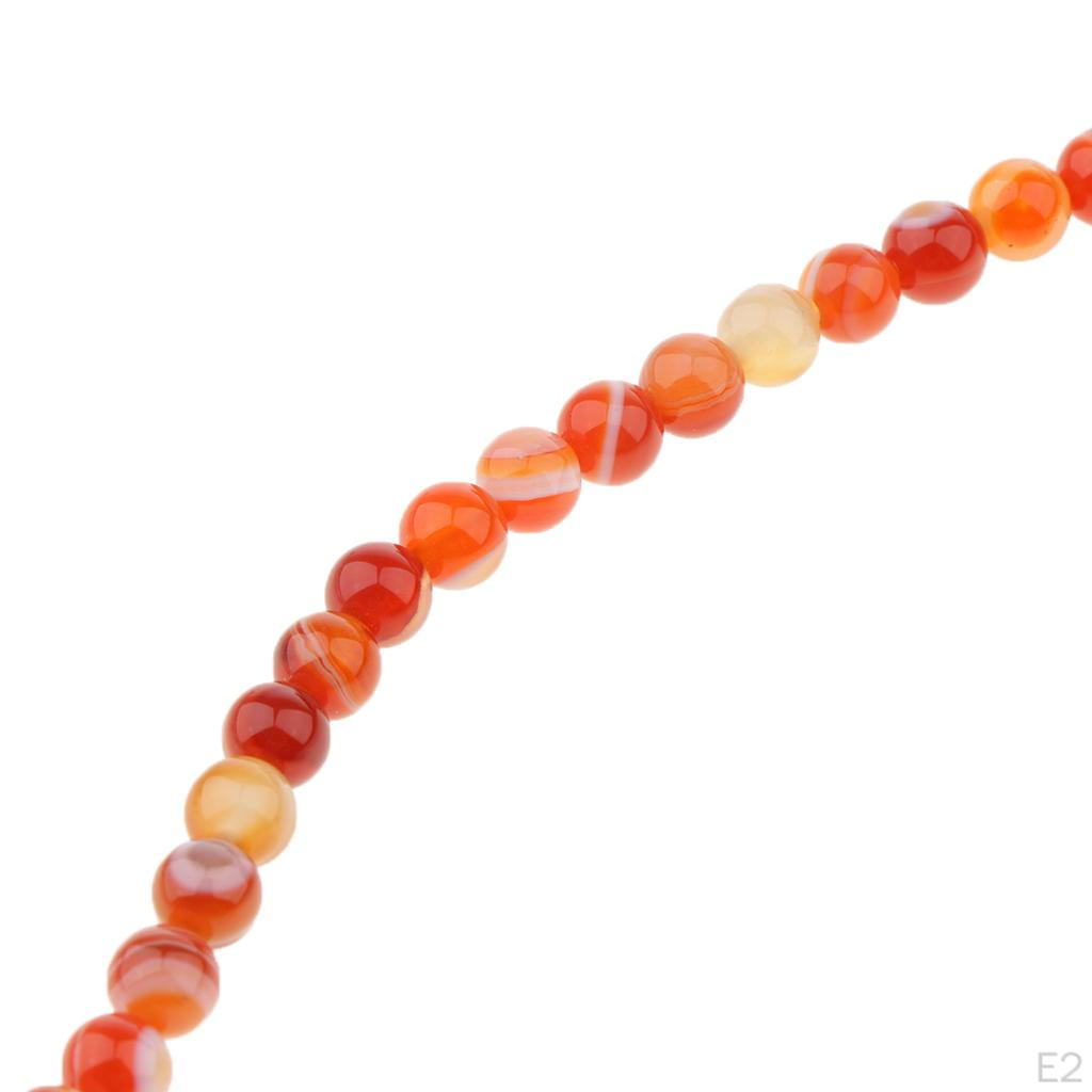 Tillbehör Rödrandig Agat Rund Ädelsten Lös Pärla