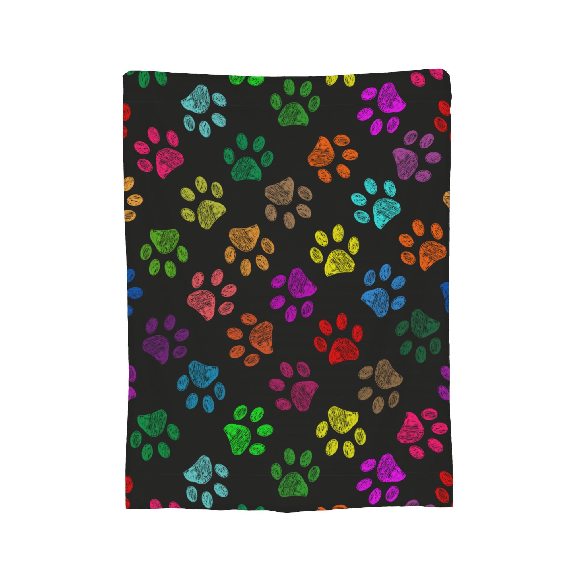 Colorful Dog Paw Animal Foot Prints Blanket Velvet Spring Autumn  Portable Soft Throw Blankets for Home Car Quilt 30x40in