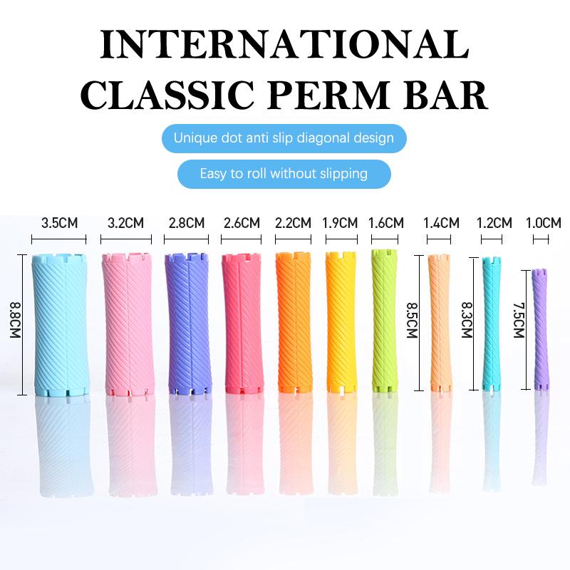 10pcs DIY Heatless Lengthened Hair Roller Stick Perm Tools Hollow Design Spiral Hair Curler Magic Curls Curly Hair Styling Kits