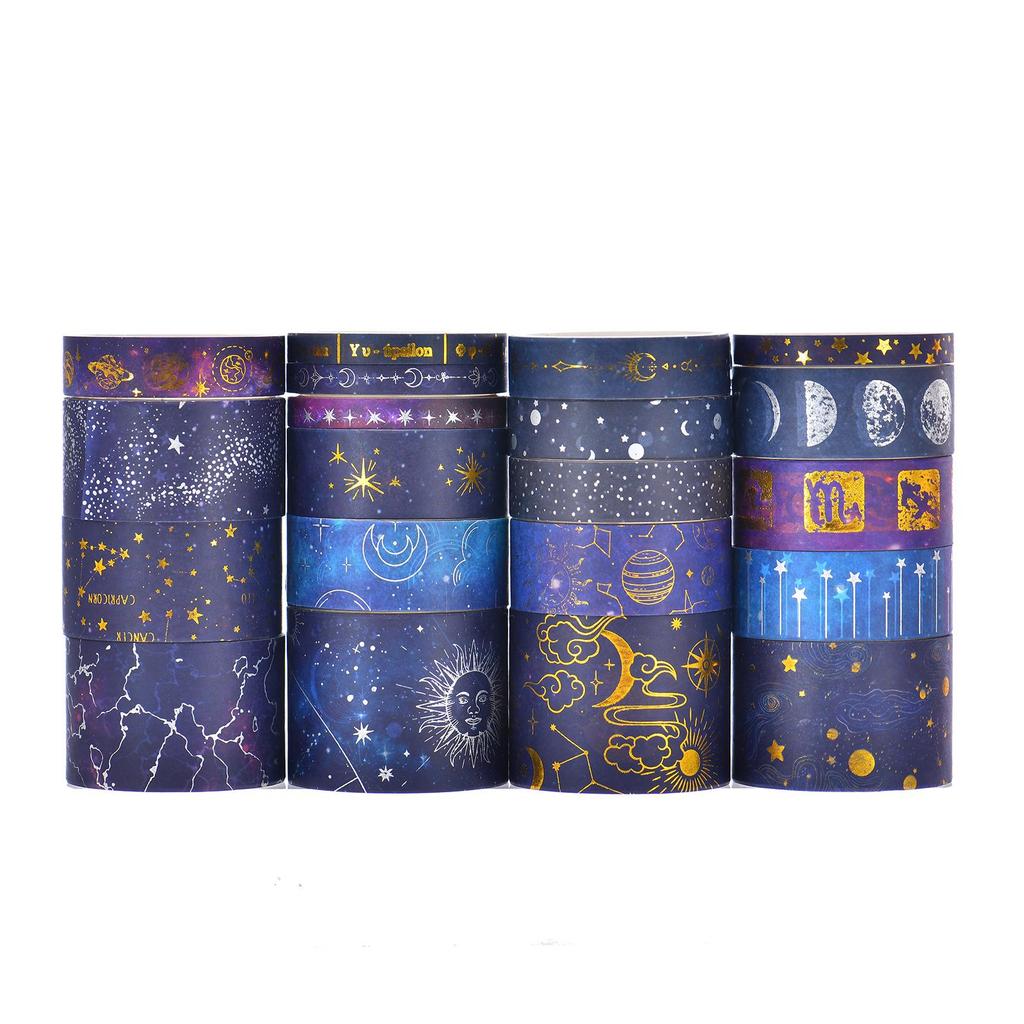 20 Rolls Starry Sky Washi Tape Set for DIY Photo Albums, Notebooks, and Journals