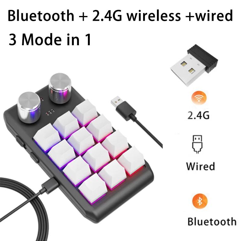12 Keys 2 Knob Macro Programming Mechanical Keyboard Bluetooth 2.4G 3-Mode Hotswapping Macropad Keypad for Gaming PS Custom