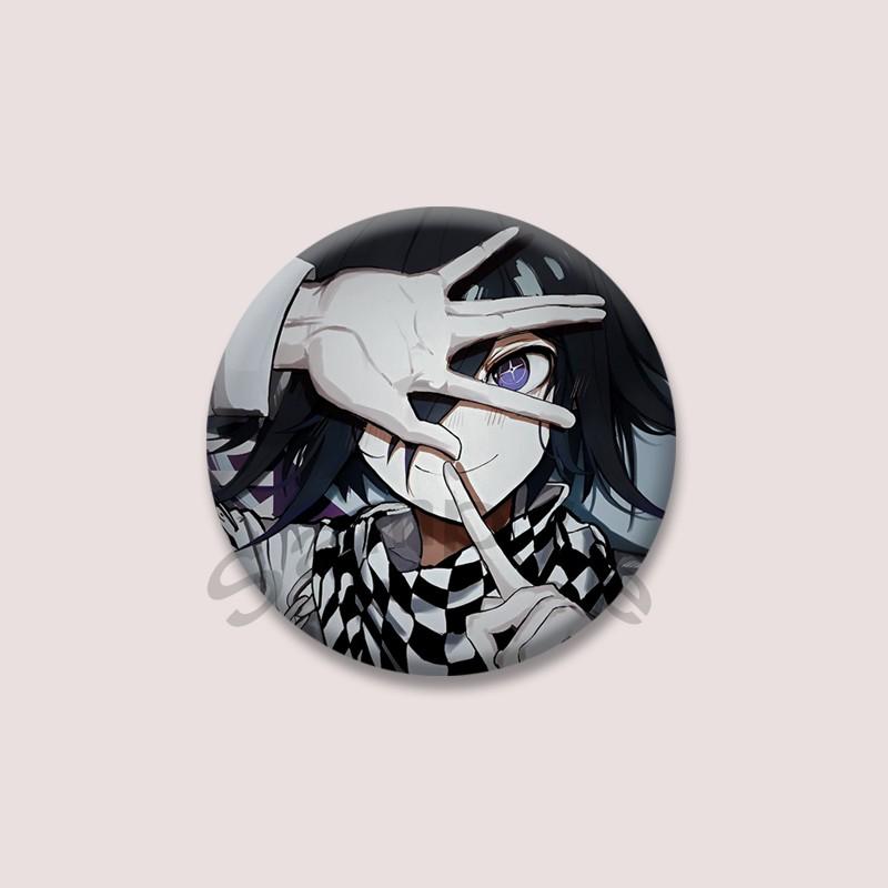Anime Spiel Danganronpa Anstecknadeln Schwarzer Bär Kyoko Kirigiri Cartoon Cosplay Abzeichen Runde Brosche für Rucksack Tasche Zubehör Geschenk