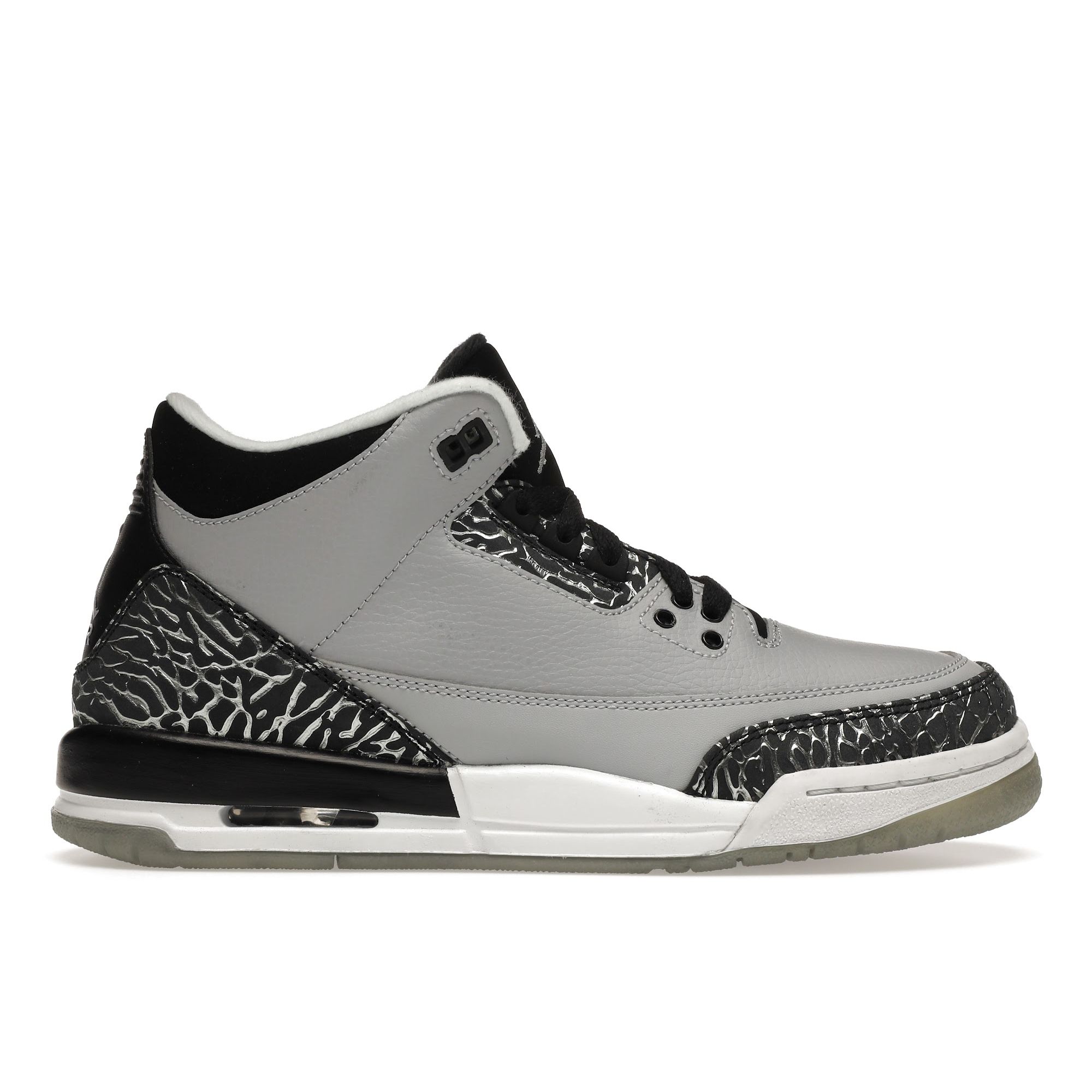 

Детские кроссовки Air Jordan 3 Retro BG Wolf Grey Metallic-Silver-Black 398614-004
