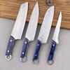 Knivsett i rustfritt stål skjærekniv Santoku kniv Universal utbeningskniv Farget trehåndtak grillkniv