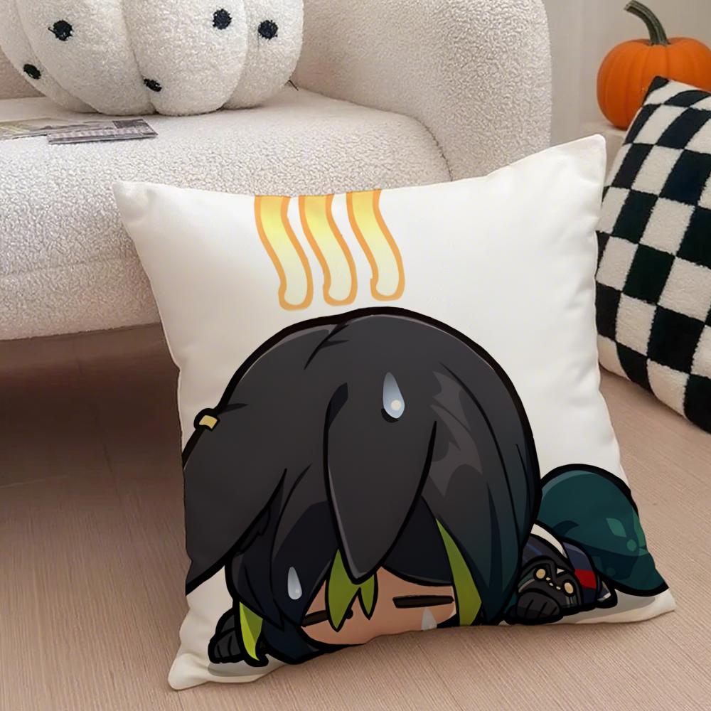 MiHoYo heiß lustig Genshin Emotes Meme Kissenbezug Überwurf-Kissenbezug Versteckter Knopf Strapazierfähiges Polyester Stuhlkissen