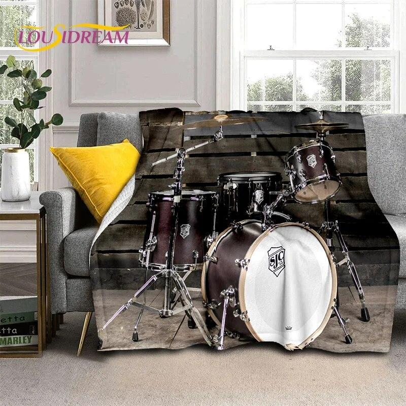 Drum Kit Music Instruments Drum Set Blanket,Soft Throw Blanket for Home Bedroom Bed Sofa Picnic Travel Office Cover Blanket Kid