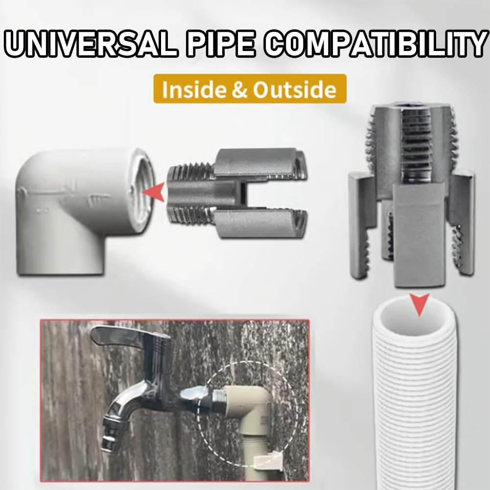 Integrated Internal & External Pipe Threading Tool, 1/2'' and 3/4'' Pipe Thread Cutting Tool, Electric Drill Compatible PVC Pipe Threader Kit for