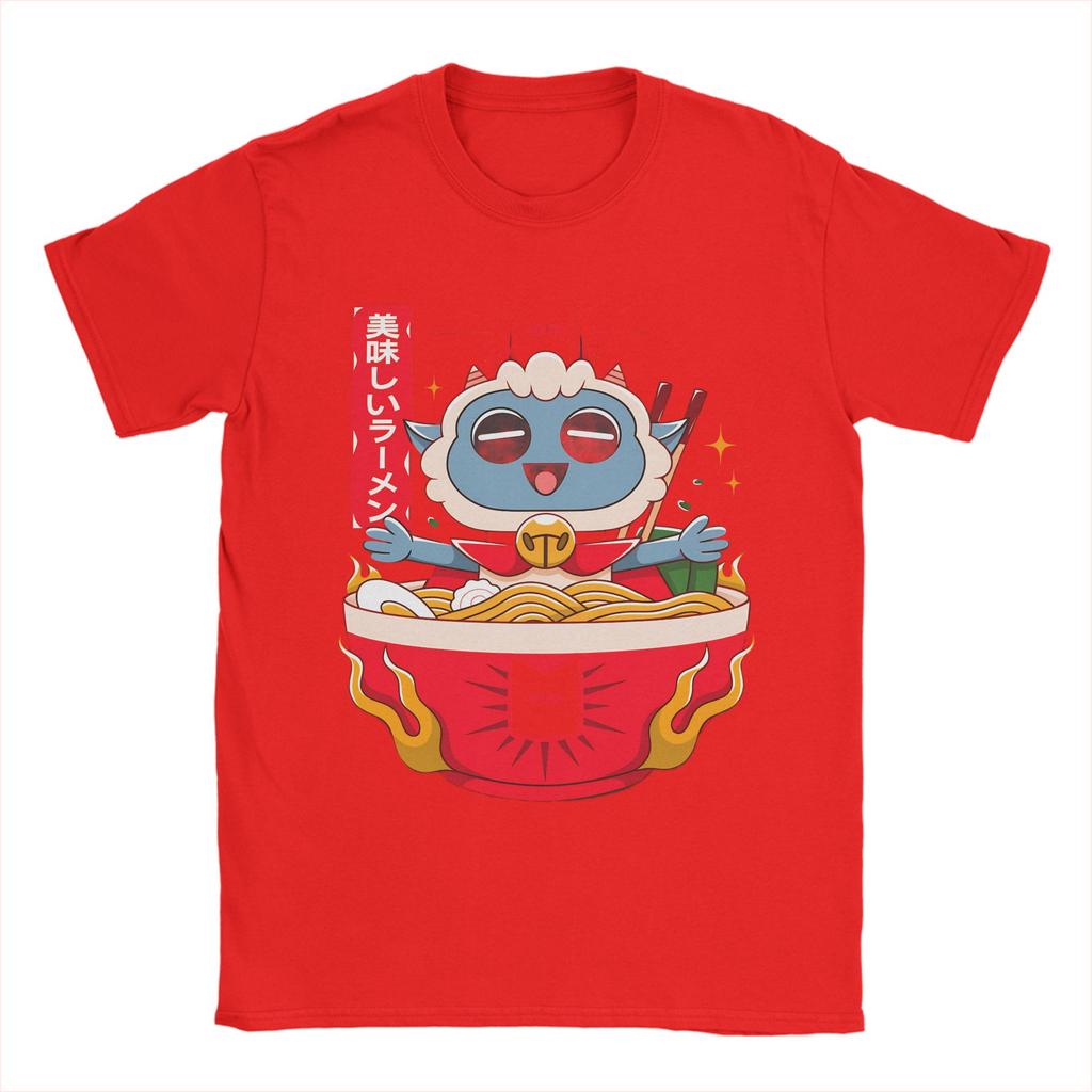 Ramen Cult of the Lamb TShirt Summer Novelty TShirts Men 100 Cotton ONeck Oversize Clothing Short Sleeves Vintage Tshirt