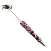Smooth Ink Ballpoint Pen DIY Beadable Pen, Plastic Beaded Black Writing for Students Teens Teachers School Office Supplies Unique Hand-painted
