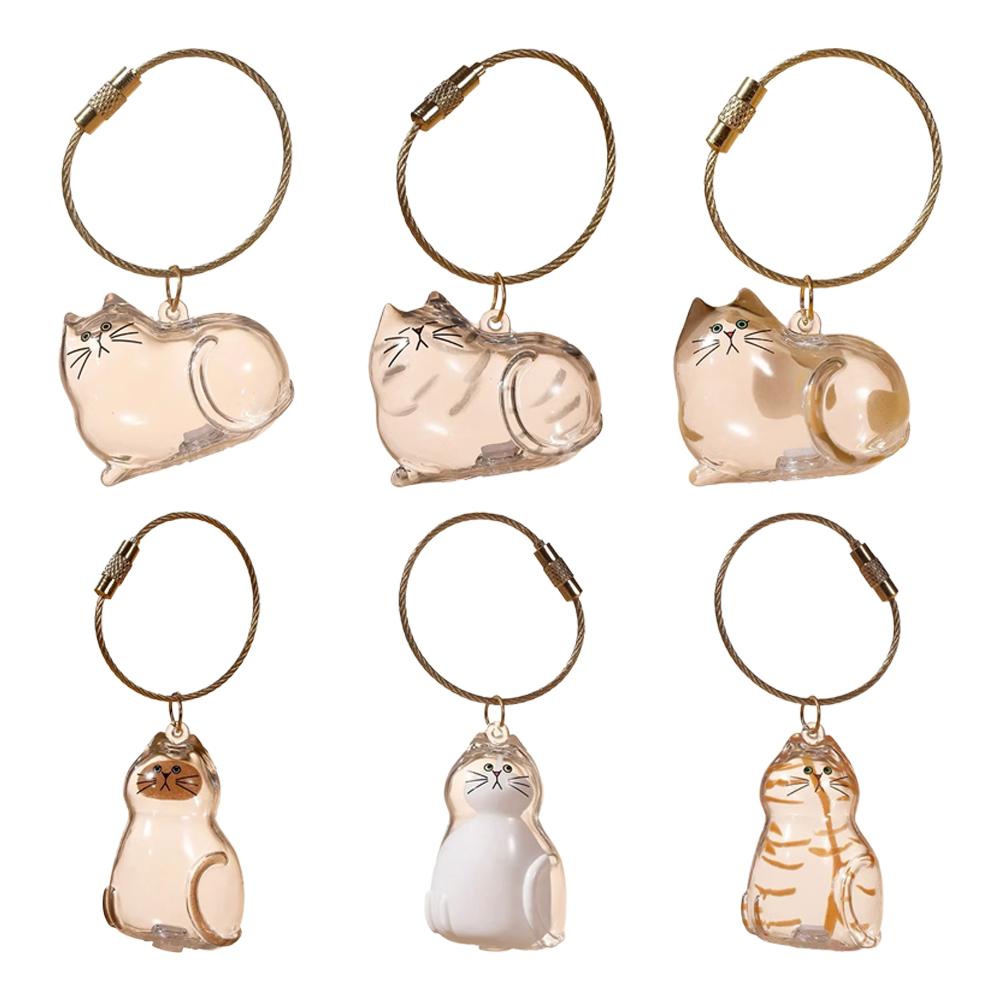 6PCS Pet Hair Storage Case - Plastic Kitten Figurine Clear Case for Pet Lovers. Portable Pet Loss Remembrance Gift.