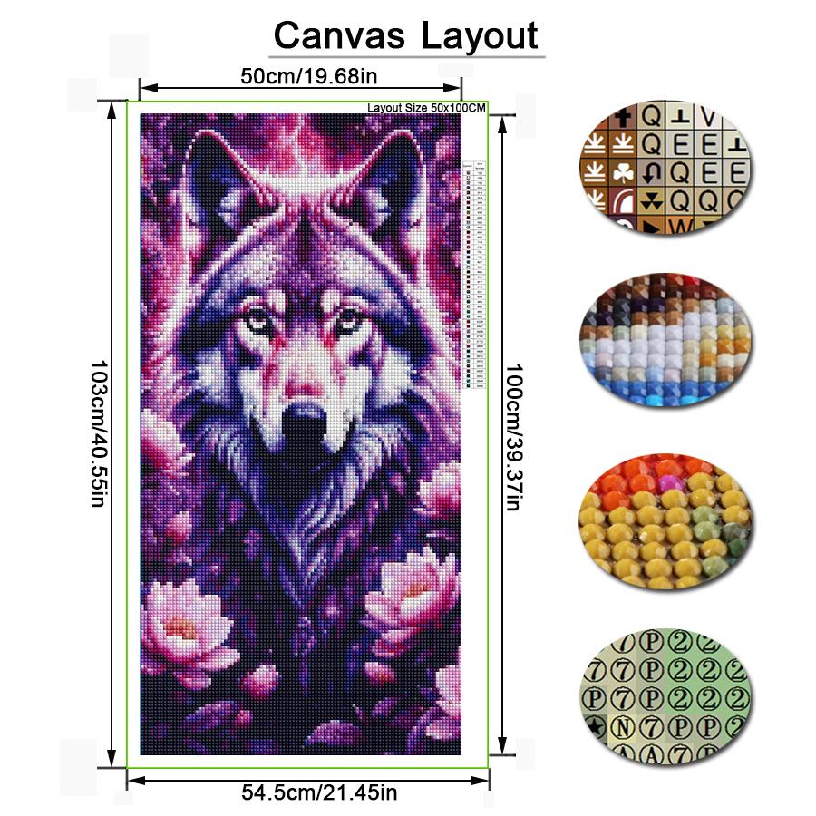 Wolf and Flower Large Size Diamond Painting New Collection Wild Animals Diy Full Square Round Drill Rhinestone Embroidery Mosaic Cross Stitch Kits