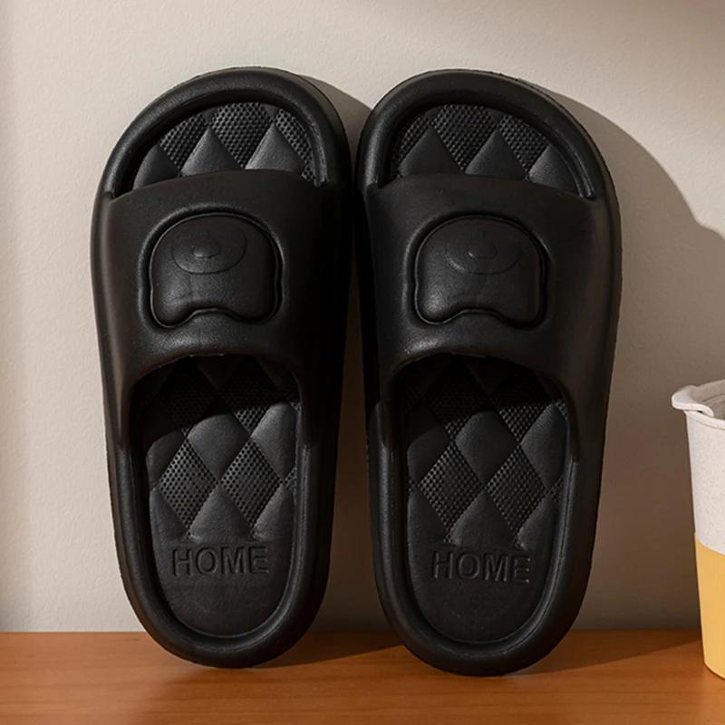 Fashion Lightweight Soft Sole Summer Slippers Women Solid Color Non-Slip Indoor Slides Woman Flat Heel Casual Couple Bathroom Flip Flops