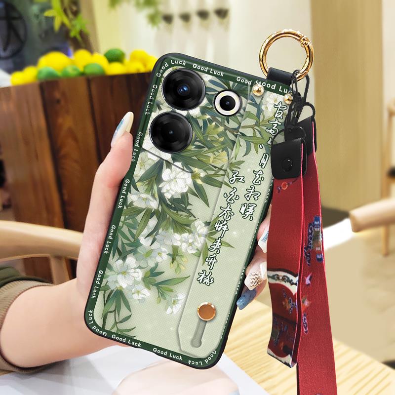 For Mom Chinese Style Phone Case For Tecno Camon20 Pro 5G/CK8n Fashion Wrist Strap Soft Case Phone Holder Dirt-resistant