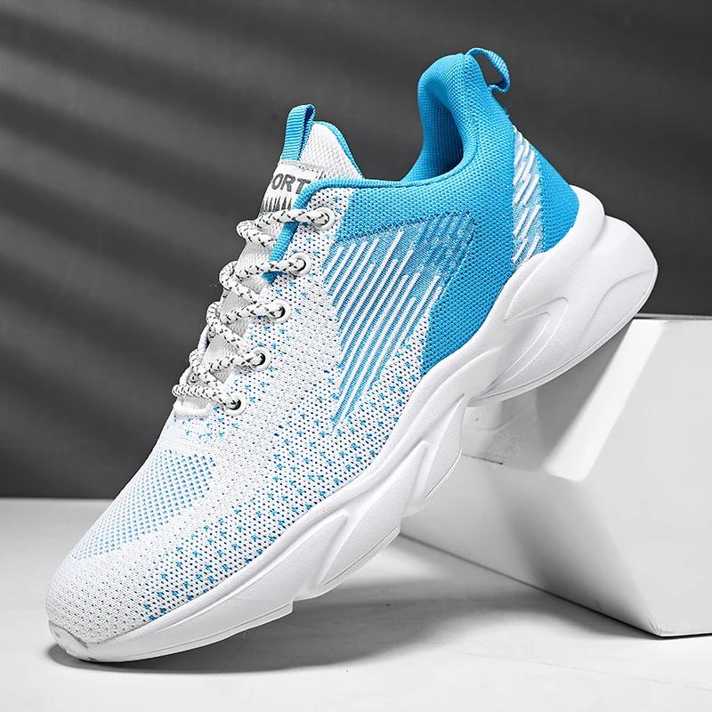 Men's casual sports shoes flying woven lightweight outdoor breathable mesh running shoes jogging training fitness men's shoes