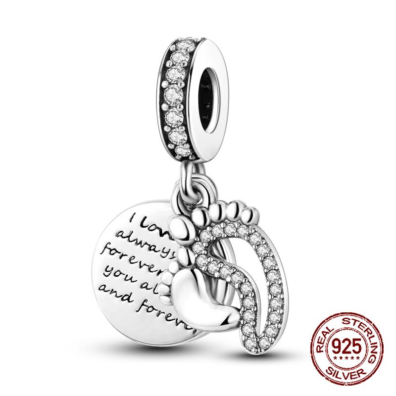 Inlaid Zircon Charm Beads Copper Color Love Heart Snake Dangle Fit Original Bracelet Charms Pendant Jewelry