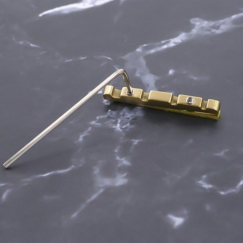 Porcas e Pontes de Latão para Baixo de 4 Cordas Porca Superior Pré-Sulcada Substituição Acessórios para Baixo Elétrico Fundo Plano Durável