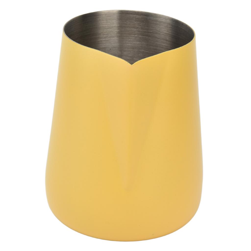 Milk Frothing Pitcher Thickened Frother Cup 450ml with Pointed Spout for Coffee Machine CafeYellow