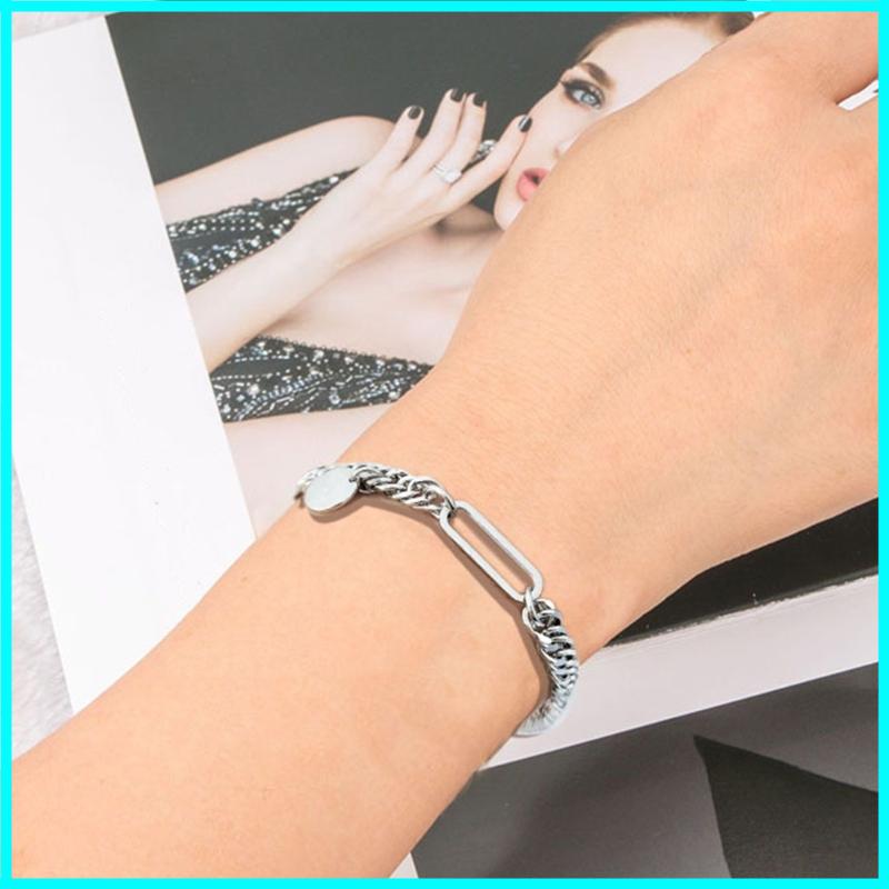 New Trendy Geometric Cuban Chain Men Bracelet Stainless Steel 5mm Width Chain Bracelet For Men Women Jewelry Gift CN