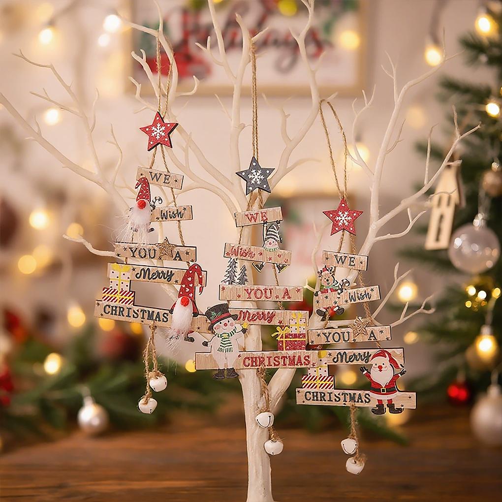 2PCS/SETChristmas Hanging Pendant Wooden Crafts Xmas Tree Wall Ornament Natal Navidad Merry Christmas Decor Happy New Year 2026