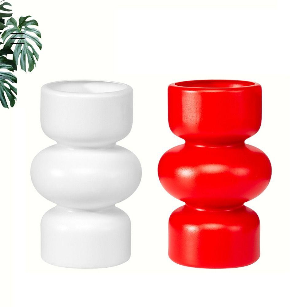 Kunststoff Blumenvase Weiß Rot Dekoration Tischvase Blumengeschäft Gartenbedarf
