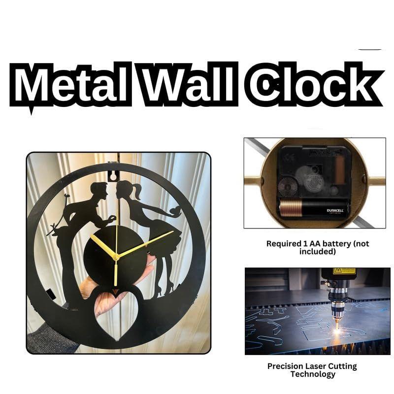Stylish Modern Classic Design Wall Mount Clocks | Elegant 12-Inch Wall Hanging Timepiece for Home, Office, Living Room, Bedroom Decor (Love Couple)