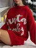 Vestido Suéter Jacquard de Manga Longa de Natal Feminino - Outono/Inverno