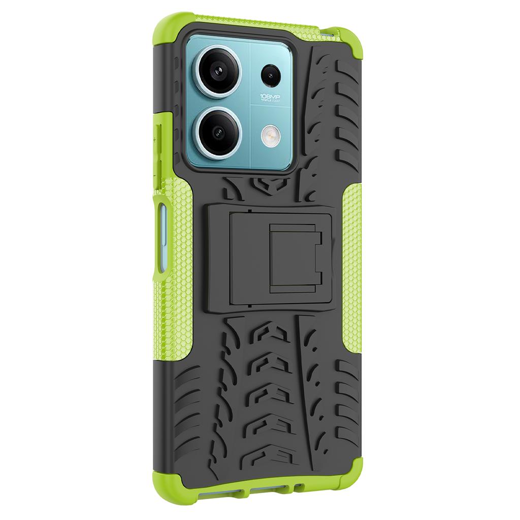 For Xiaomi Redmi Note 13 5G Tyre Pattern Case Kickstand PC+TPU Non-slip Phone Cover