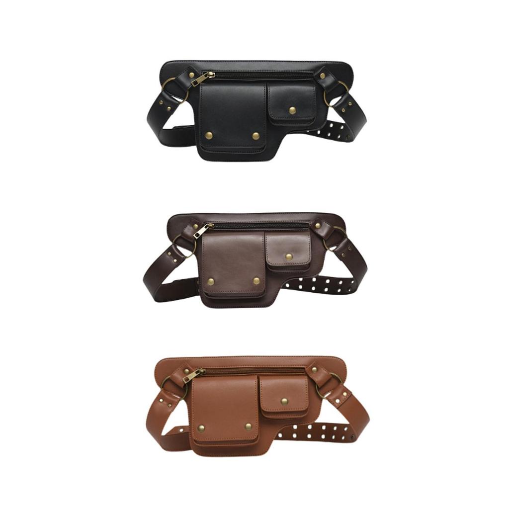 Fanny Pack Phone Bag Wallet Men Women Storage Pouch Waist Bag Waist Pack PU Leather for Workout Hiking Camping Traveling Walking