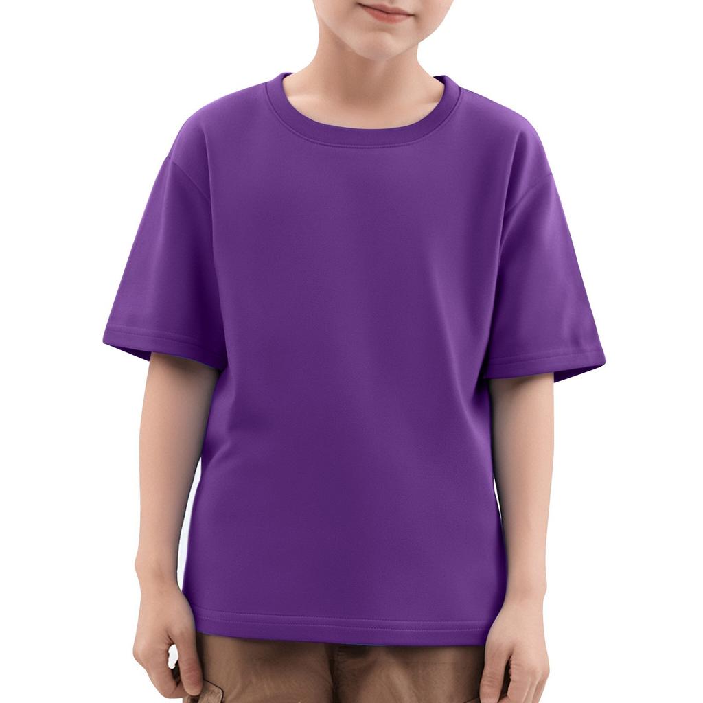 Children's Round Neck Casual Color Short Sleeved T-shirt Top