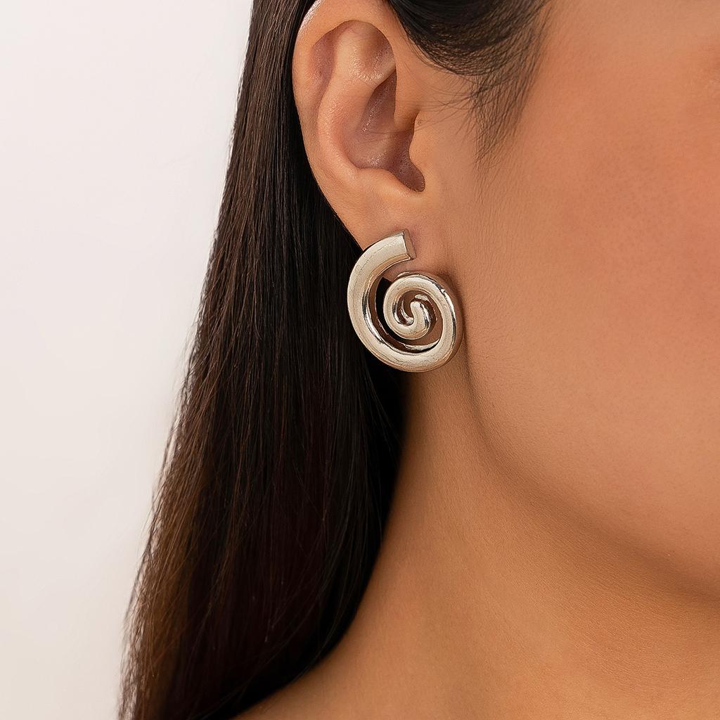 Vintage Design Geometrische Spiral Muschel Ohrringe für Damen Goldfarbe Hohl Rund Piercing Hängeohrringe Damenschmuck Geschenke