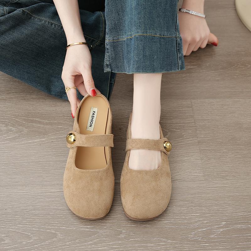 Baotou half slippers women's outer wear 2025 spring and summer new Velcro shallow mouth flat bottom versatile casual one-pedal women's shoes