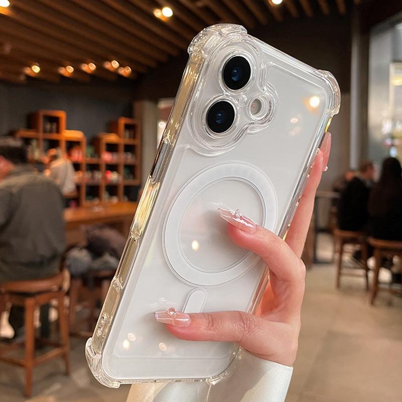 Soft Wireless Charge Magsafe Silicone Phone Case For iPhone 11 12 13 14 15 16 17 Pro Max Plus Transparent Magnetic Bumper Cover