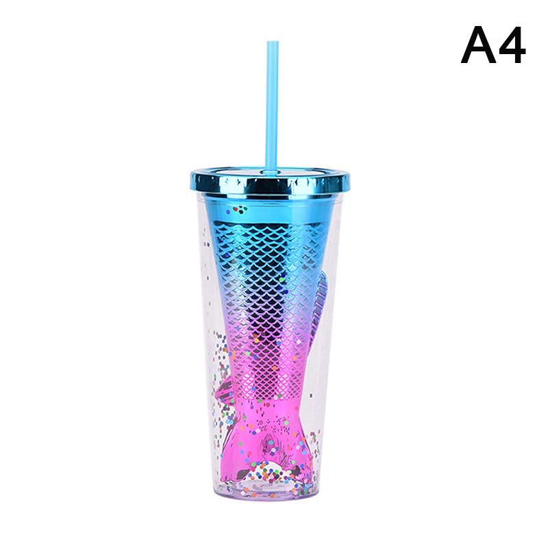 Electroplated Gradient Color 350ml 12oz Glitter Plastic Mermaid Tumbler Cup Merman Tumbler Cup Fishtail Fish Tail Tumbler Cup