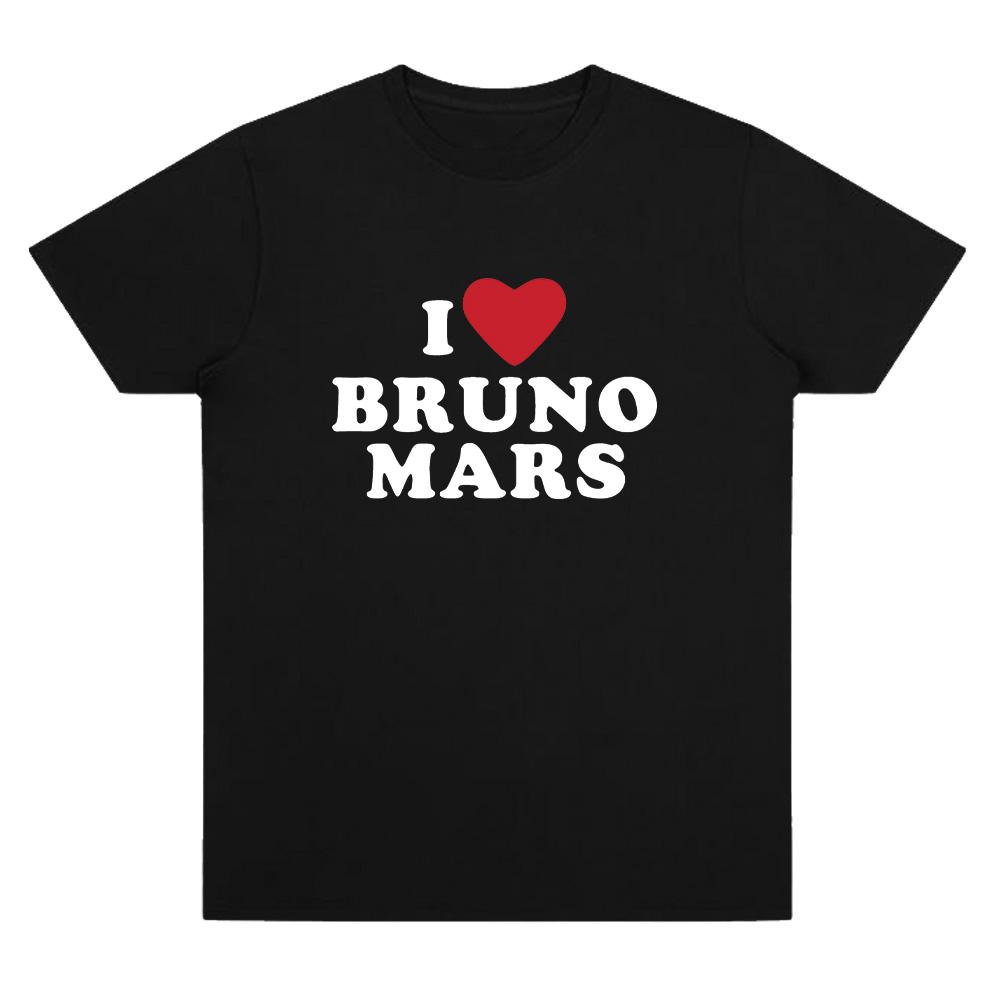 

I Heart Bruno Mars Soft Tee Bruno Mars Print T-shirts Women Men Casual Cotton T-Shirt O-Neck Short Sleeve Basic Tops Daily Wear XS чёрный