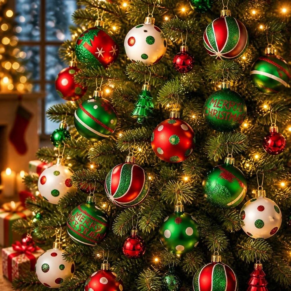 42Pcs/Set Creative Christmas Tree Balls Shiny Xmas Baubles Durable Christmas Ball  Showcase