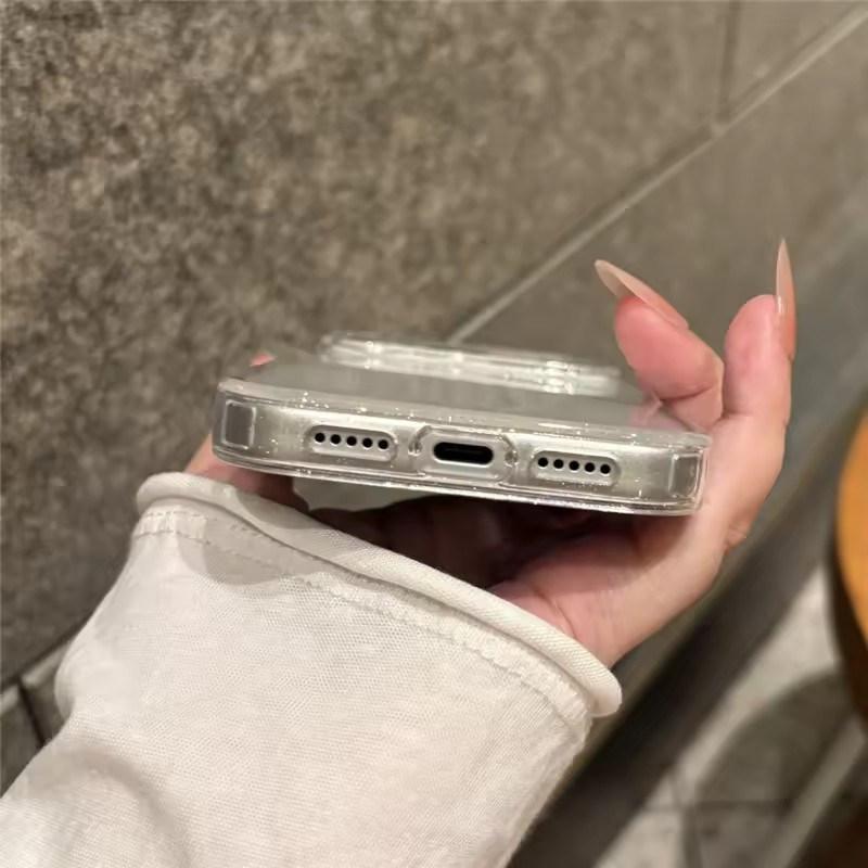 Luxury Bling Glitter Clear Shockproof Armor Case For iPhone17 Air 16 15 14 Plus 13 12 11 17 Pro Max Transparent Lens Protection Hard Back Cover