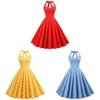 Vintage Polka Dot Cotton Blend Sleeveless Dress With Tie Waist For Casual And Party Wear