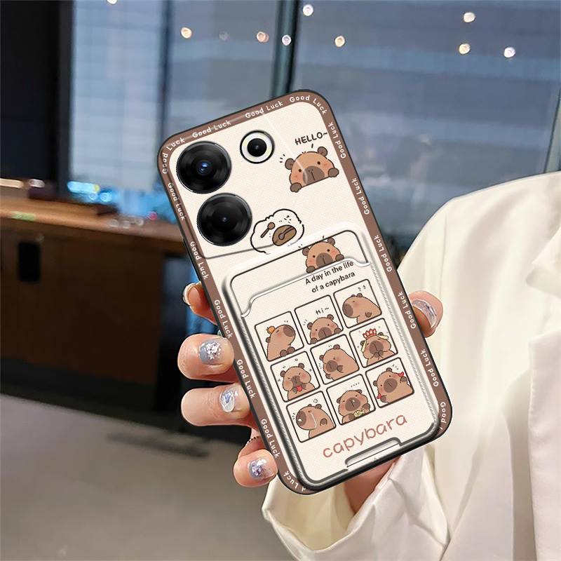 TPU Card Slot Phone Case For Tecno Camon20 Pro 5G/CK8n Fashion Design Cute Graffiti Cover Shockproof Silicone Cartoon