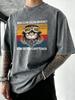 Cat Make Echo Oscar Whisky Prints MenS Washed TShirt Summer Loose Short Sleeve ONeck Cotton Streetwear Gym Casual T Shirts