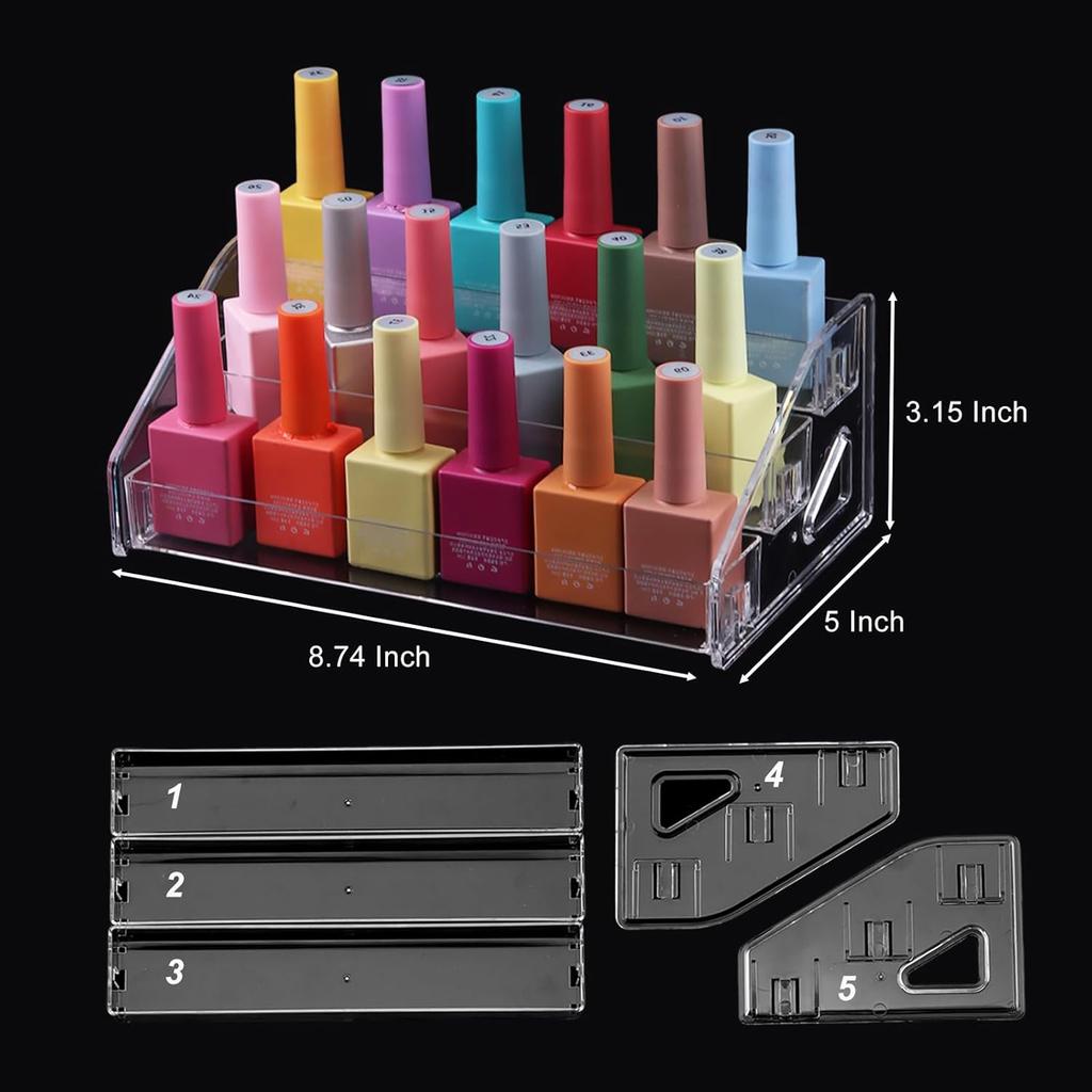 Nagellack-Organizer Klarer Acryl-Brillen-Displayhalter Ätherische Öl-Aufbewahrungsregal Make-up-Ständer-Tablett - 3-lagig
