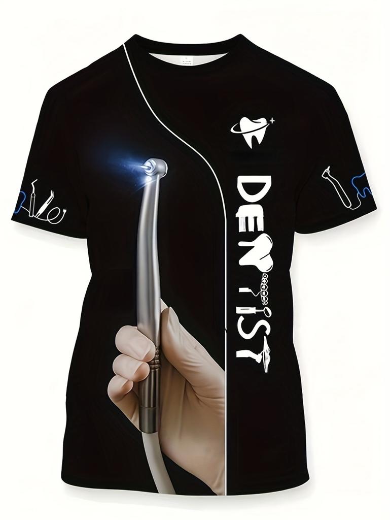 Fashion Men's T-Shirt 3D Print Short Sleeve T-Shirt Dentist Work Clothes Summer Casual Oversized T-Shirt Men's Dentist Clothing