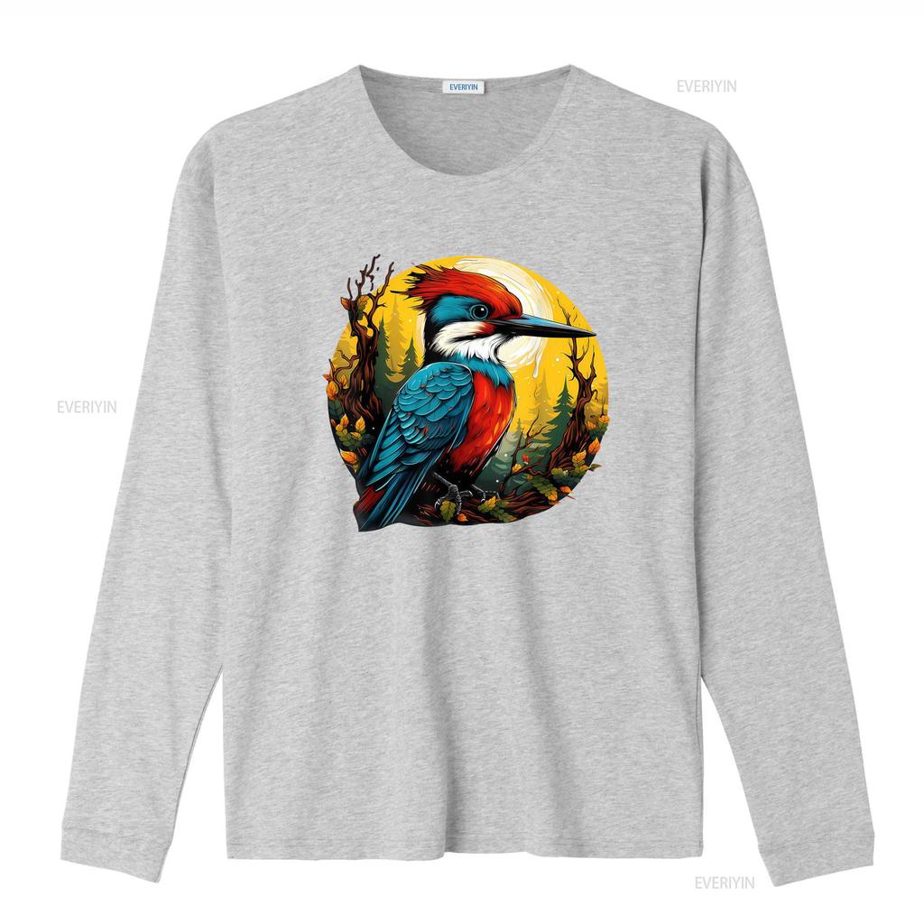 Vibrant Woodpecker Forest Portrait T Shirt Nature Inspired Colorful Wildlife Artwork Vintage Washed Streetwear Unisex Stylish