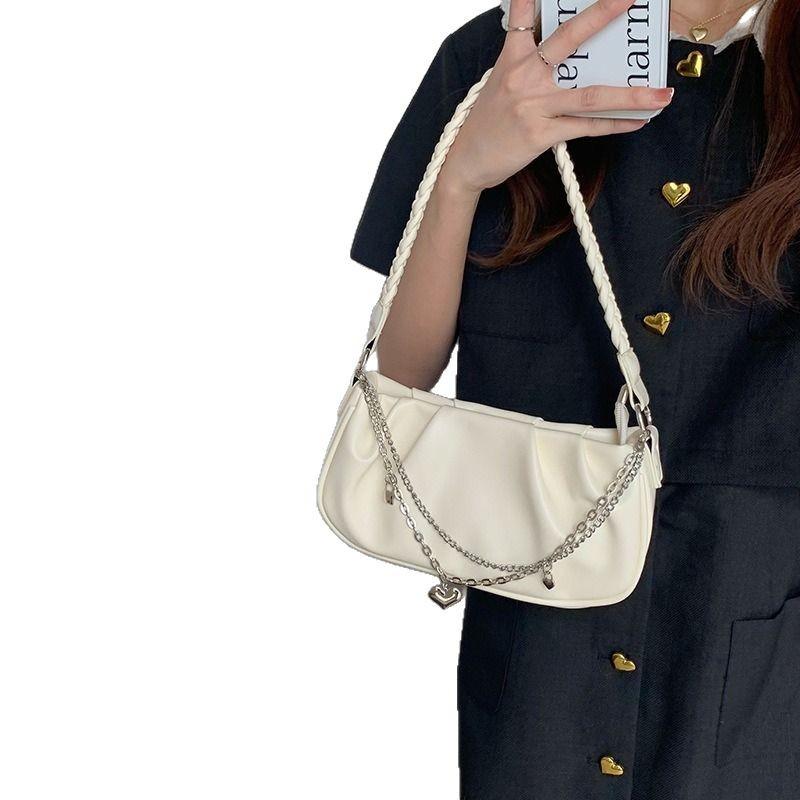 Niche Design Bag for Women, Pleated Personality Cloud Bag, Handbag, Simple Versatile Fashion Zipper Chain Underarm Bag