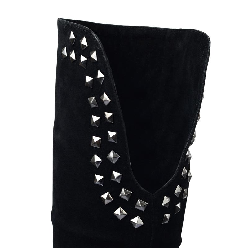 Damskor med hög klack, sexig europeisk och amerikansk stil höst och vinter nya vattentäta platå tjock klack stor storlek romerska medelhöga stövlar