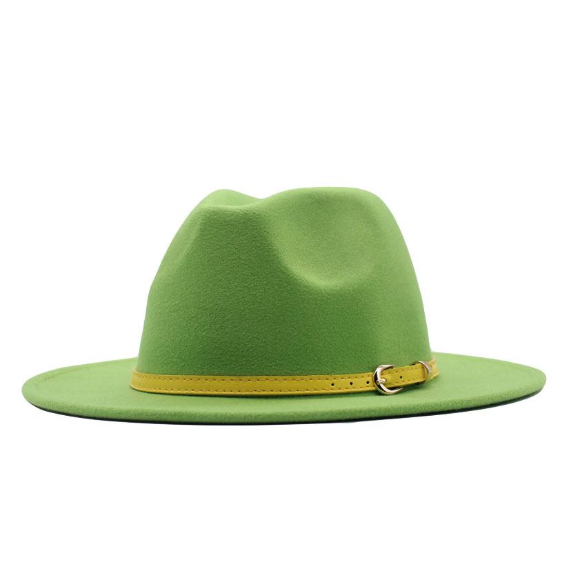 New spot European and American flat-brimmed felt jazz hat, British gentleman's retro woolen fashion felt hat